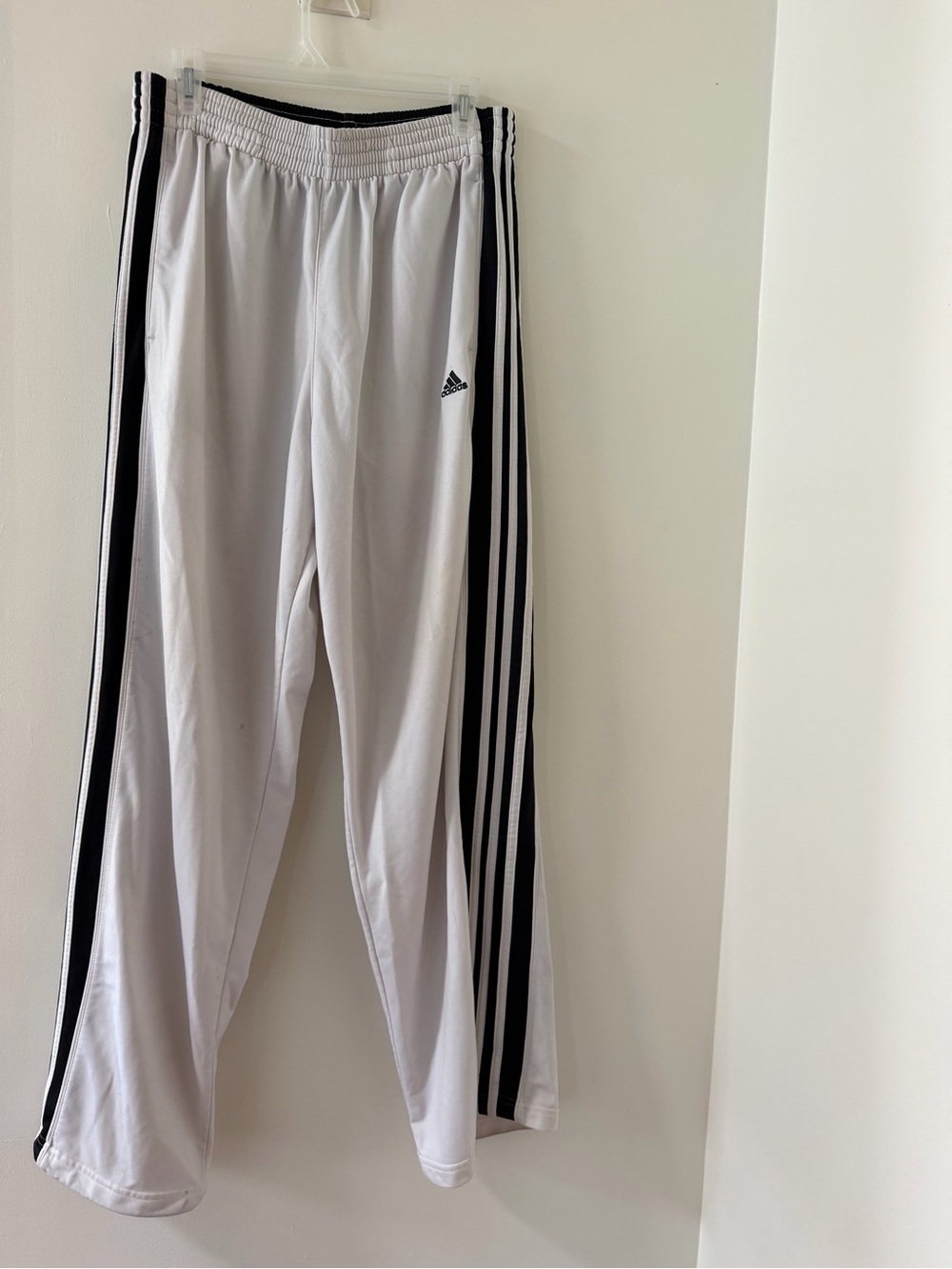 adidas White Sweatpants with Black Side Stripes - Kids